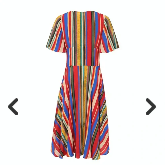 Autumn Adeigbo Striped V-Neck Astrid Dress sz 2 - Picture 12 of 12